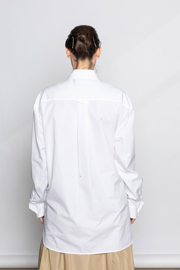 Ribbon Trim Easy Shirt - White/Ivory