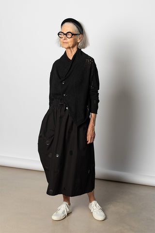 Right Tuck Drape Skirt - Black