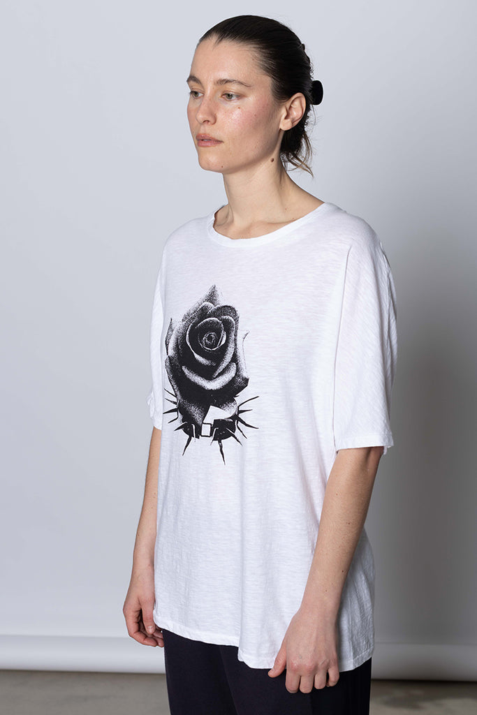 Rose Print T-Shirt - White