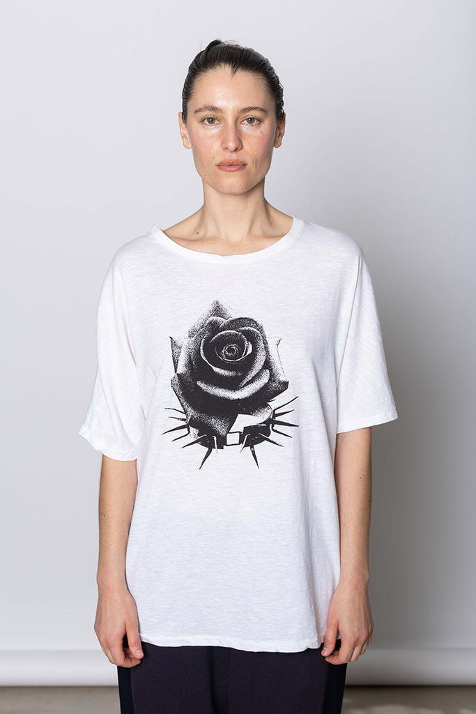 Rose Print T-Shirt - White