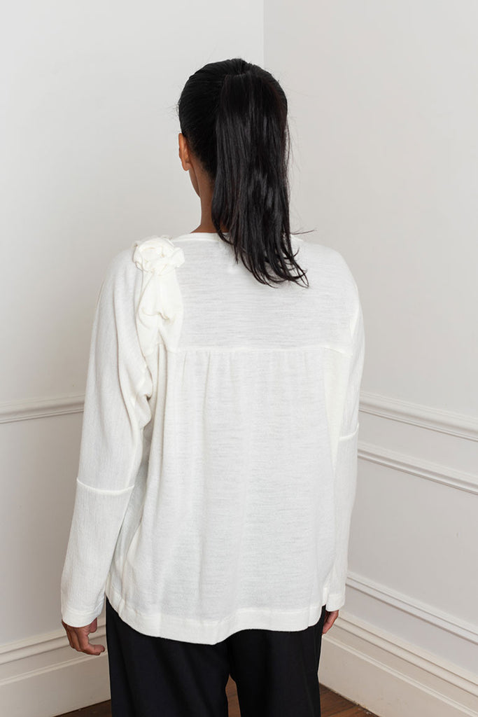 Rosette Wool Jersey Top - Natural