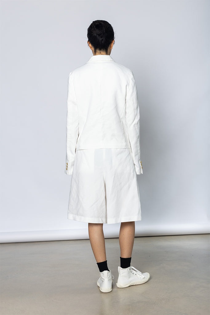 Ruffle Front Jacket - White