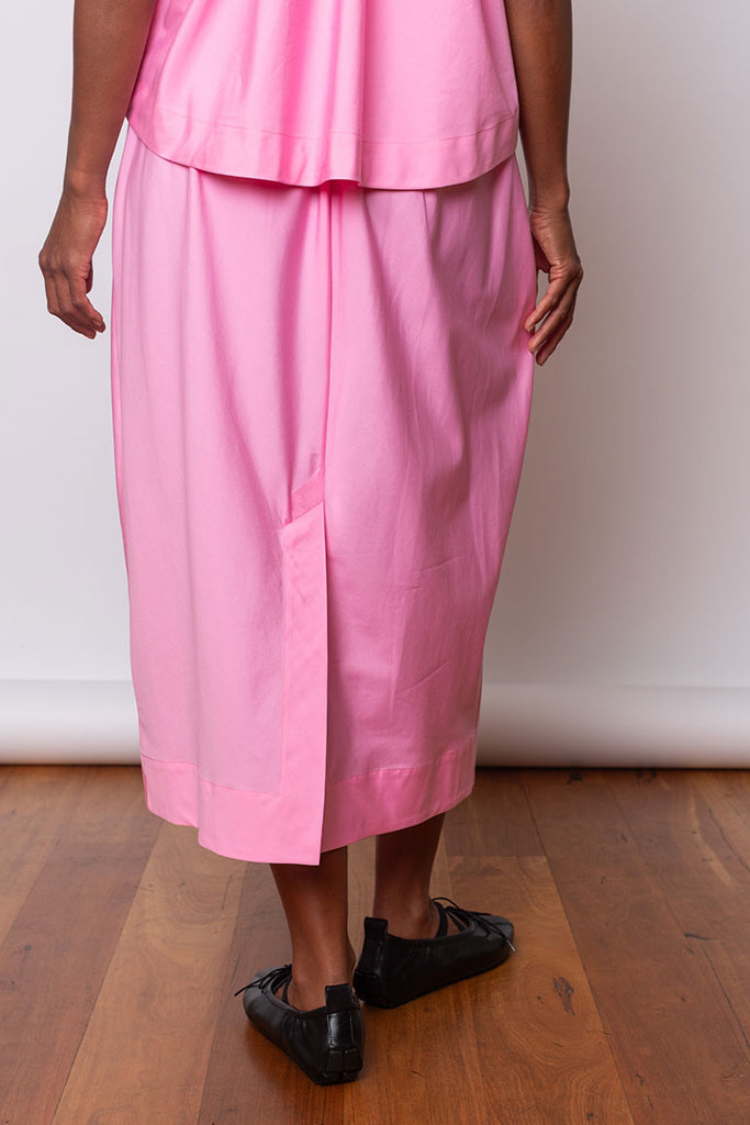 Ruffle Waist Tulip Skirt - Bright Pink