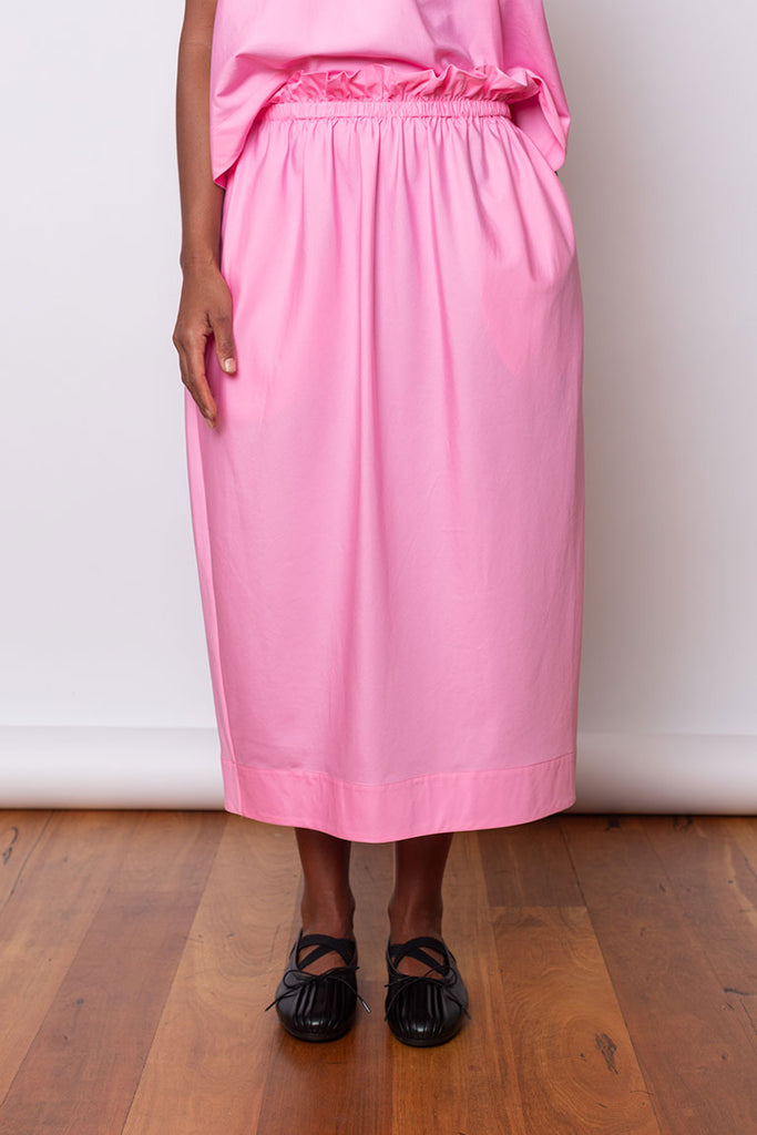 Ruffle Waist Tulip Skirt - Bright Pink