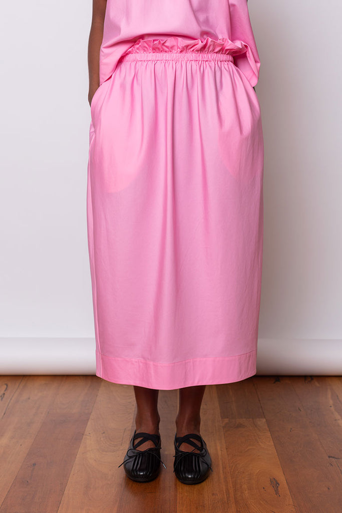 Ruffle Waist Tulip Skirt - Bright Pink