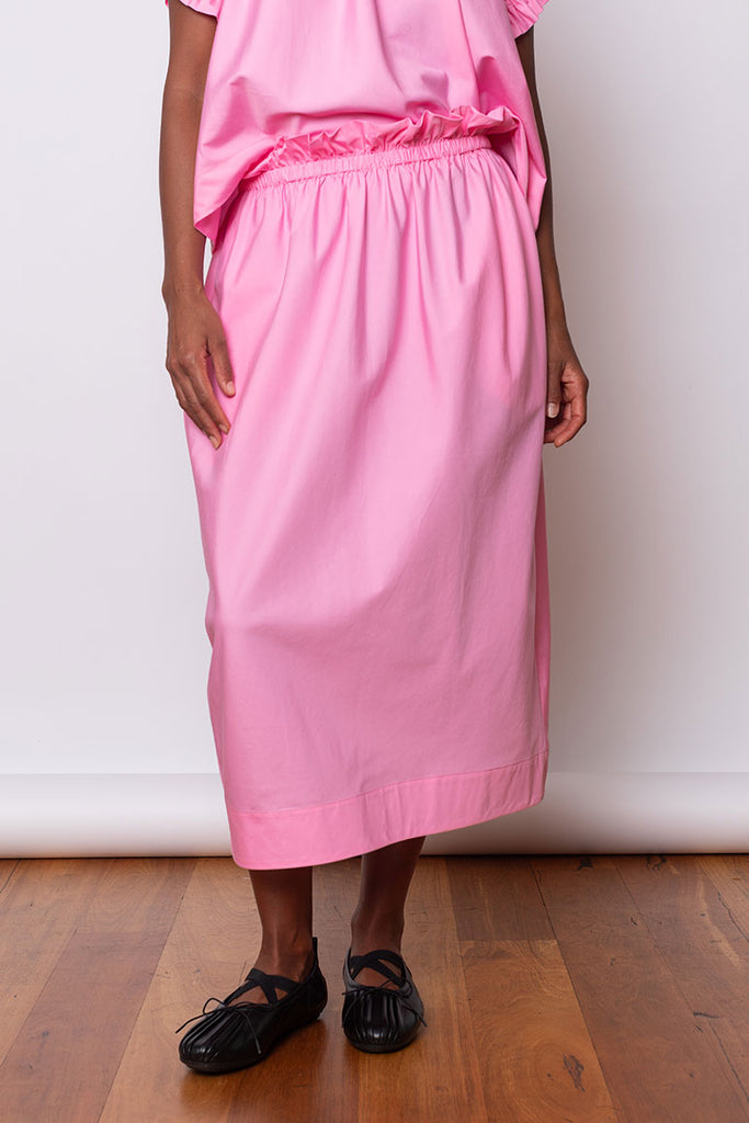 Ruffle Waist Tulip Skirt - Bright Pink