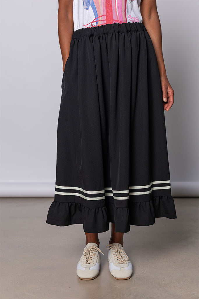 Ruffled Hem Skirt - Black