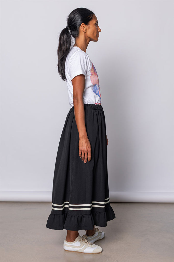 Ruffled Hem Skirt - Black