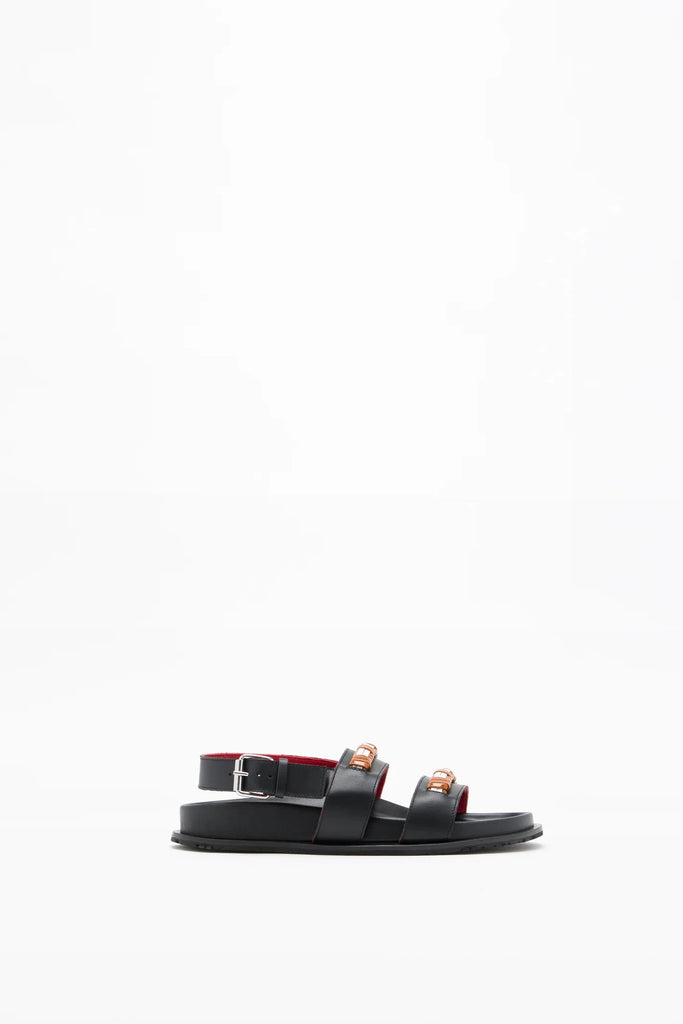 Leather Fussbett Sandal - Black