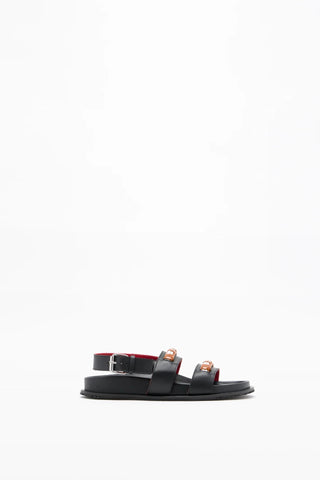 Leather Fussbett Sandal - Black