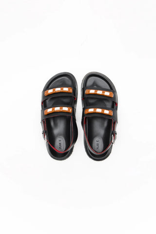 Leather Fussbett Sandal - Black