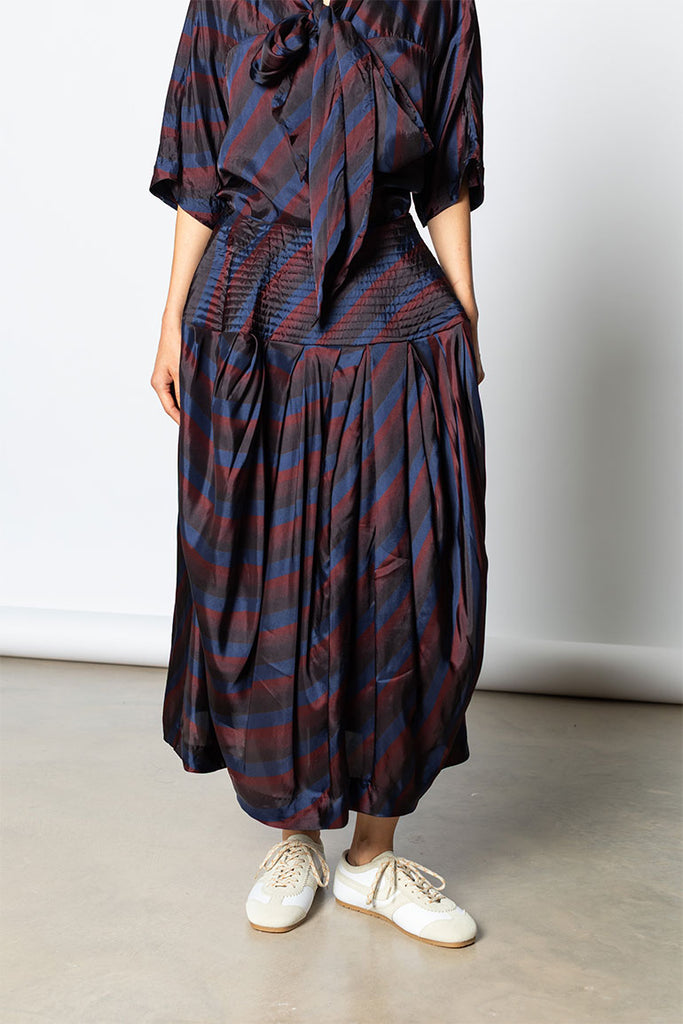 Saffy Diagonal Stripe Skirt - Navy