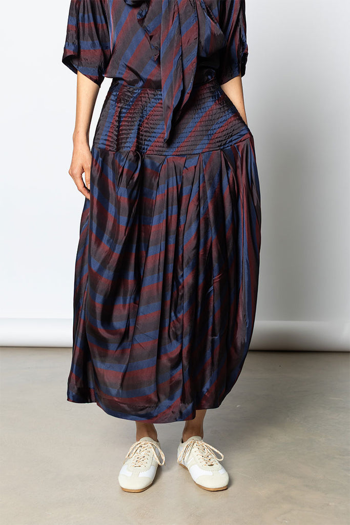 Saffy Diagonal Stripe Skirt - Navy