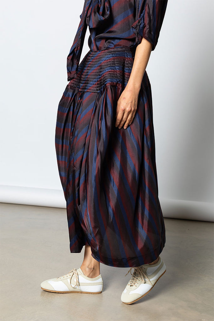 Saffy Diagonal Stripe Skirt - Navy
