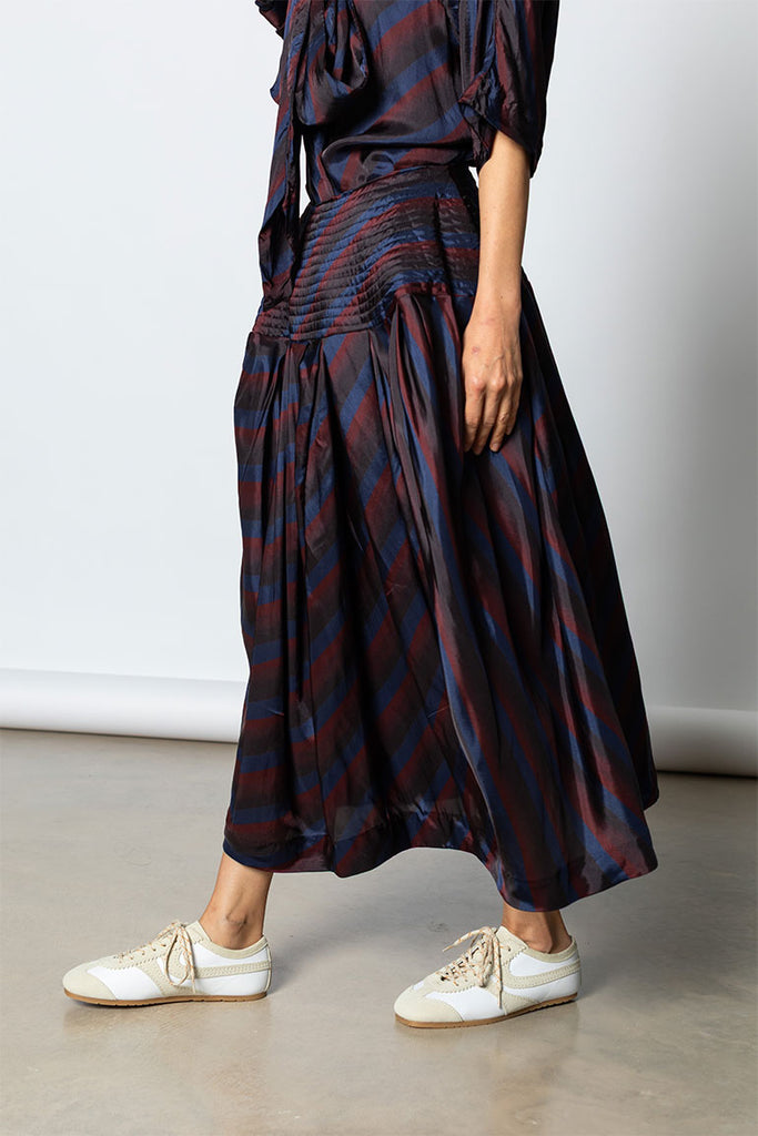 Saffy Diagonal Stripe Skirt - Navy