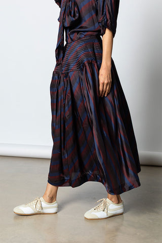 Saffy Diagonal Stripe Skirt - Navy