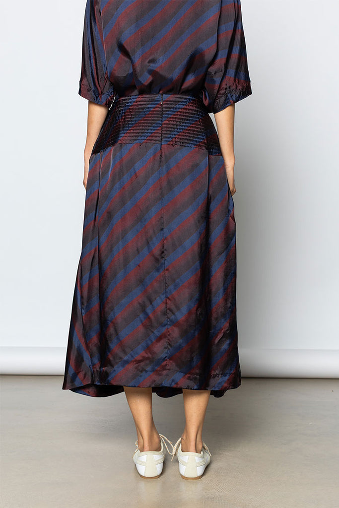 Saffy Diagonal Stripe Skirt - Navy