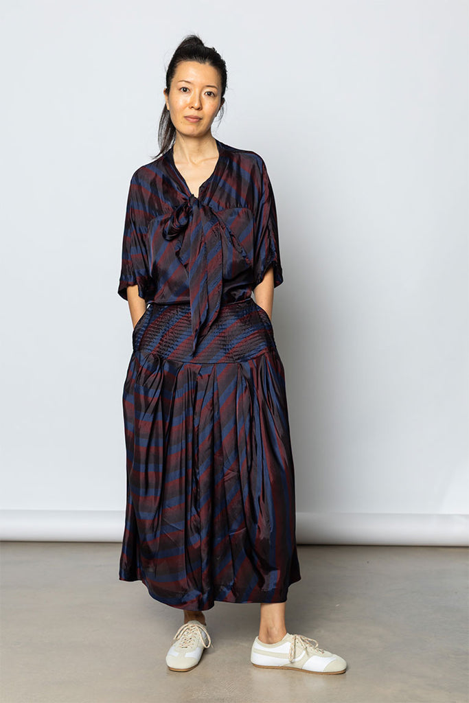 Saffy Diagonal Stripe Skirt - Navy