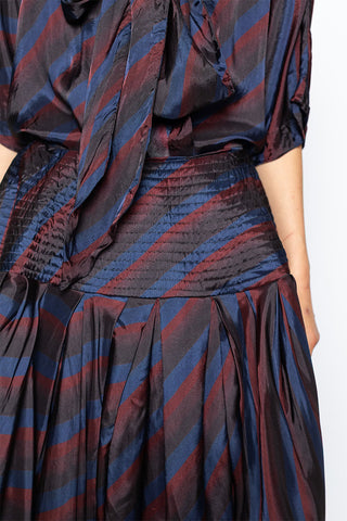 Saffy Diagonal Stripe Skirt - Navy