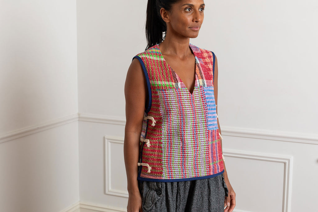 Sashiko Stitched Vest - Multi