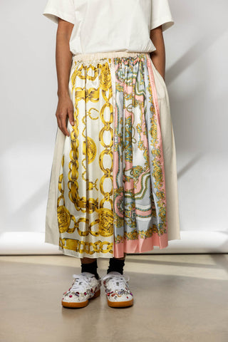 Scarf Printed Skirt - Pink