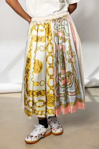 Scarf Printed Skirt - Pink