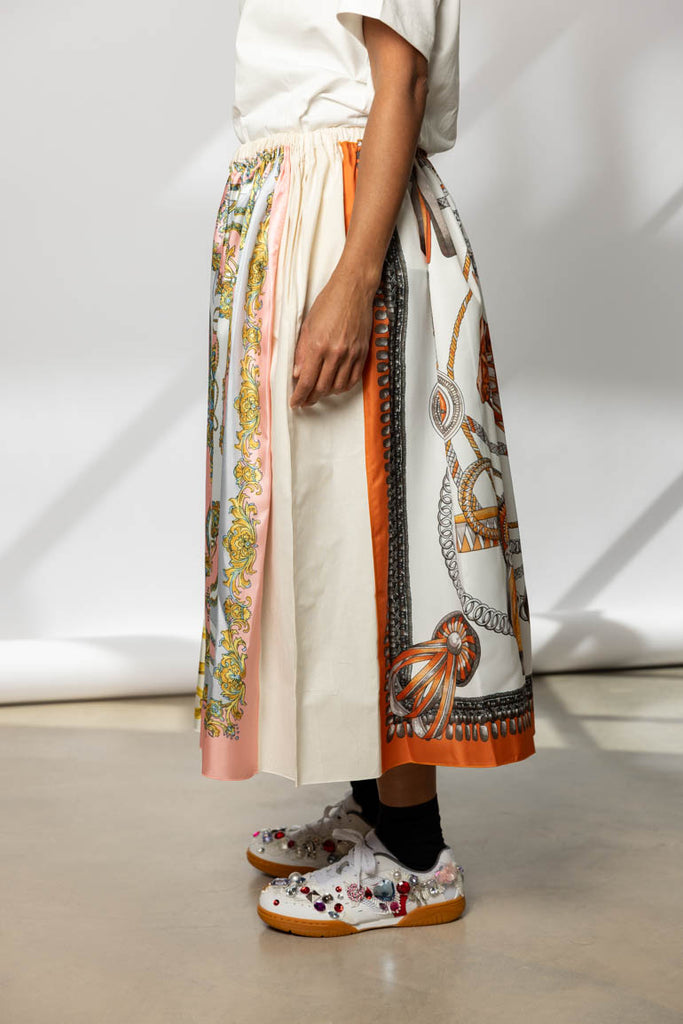 Scarf Printed Skirt - Pink