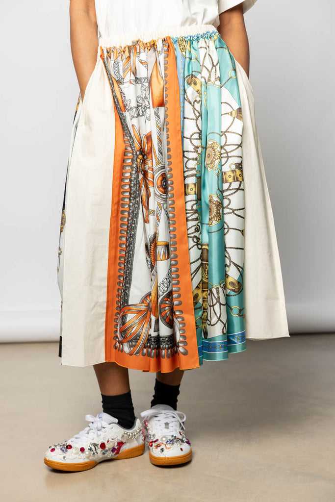 Scarf Printed Skirt - Teal