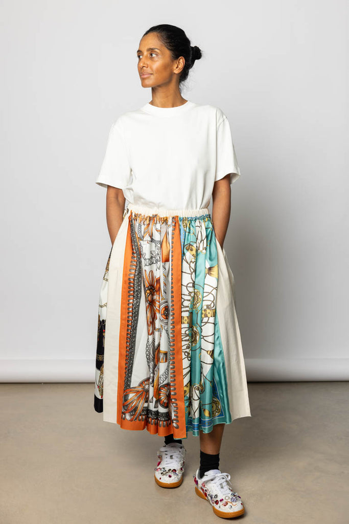 Scarf Printed Skirt - Teal