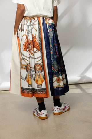Scarf Printed Skirt - Teal