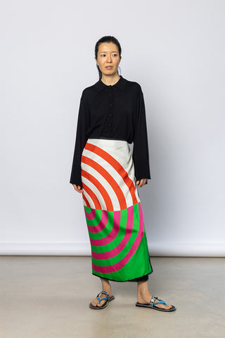 Scarfy Long Wrap Skirt - Orange/Pink/Green
