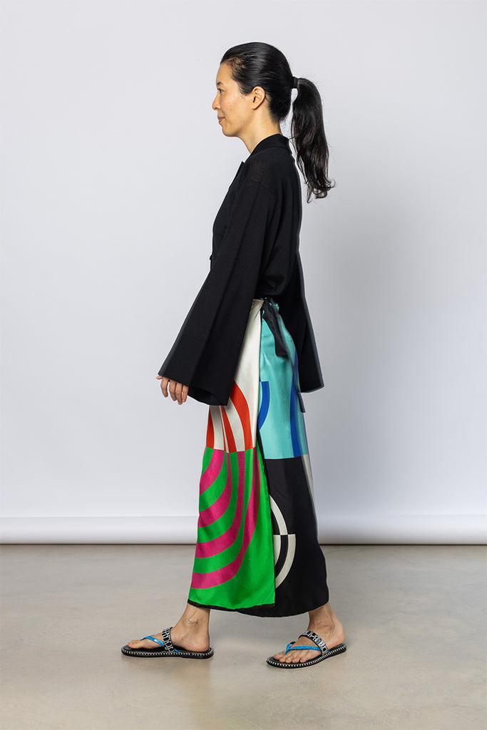 Scarfy Long Wrap Skirt - Orange/Pink/Green