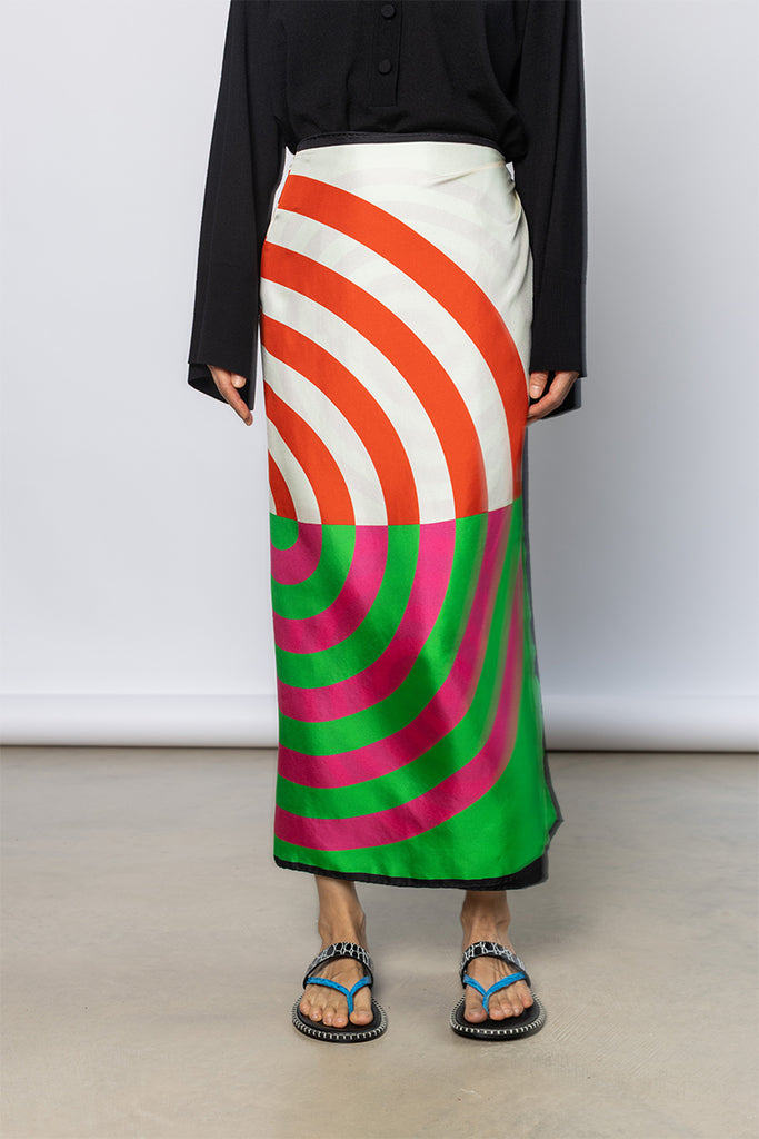 Scarfy Long Wrap Skirt - Orange/Pink/Green