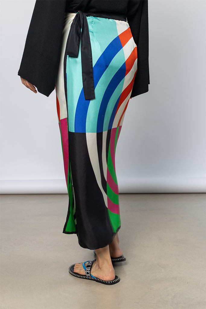 Scarfy Long Wrap Skirt - Orange/Pink/Green