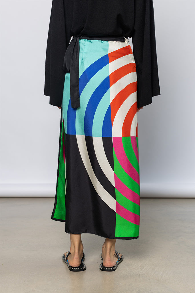 Scarfy Long Wrap Skirt - Orange/Pink/Green