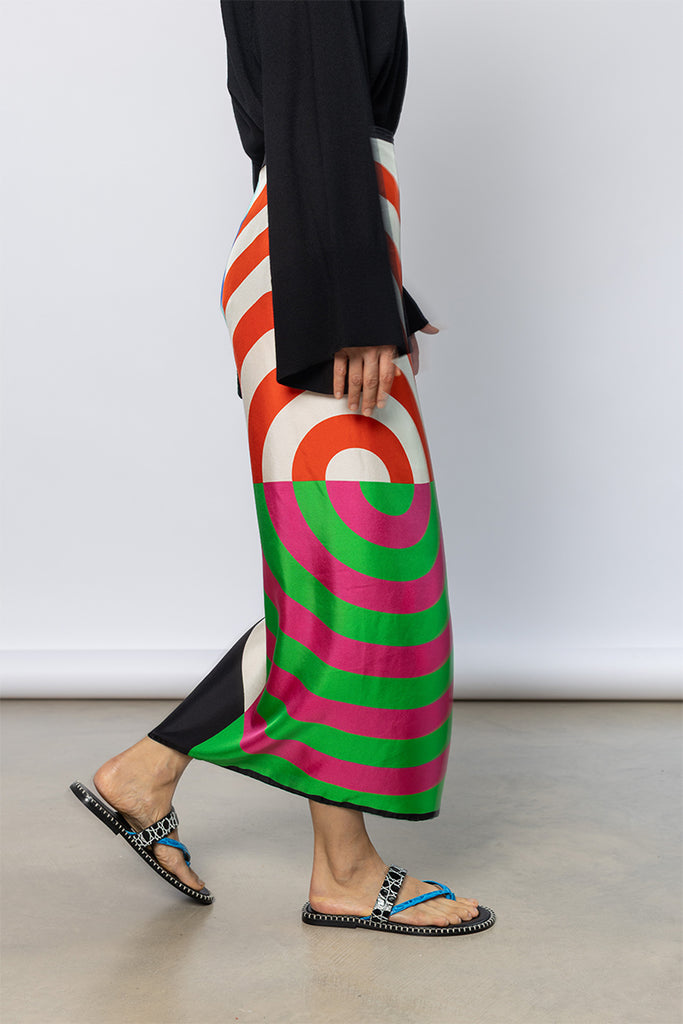 Scarfy Long Wrap Skirt - Orange/Pink/Green
