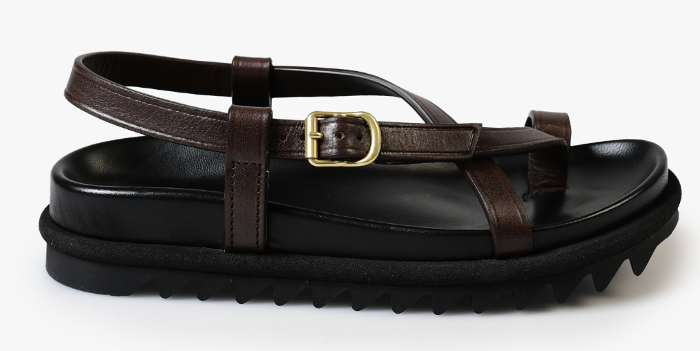 Leather Strap Sandals - Dark Brown
