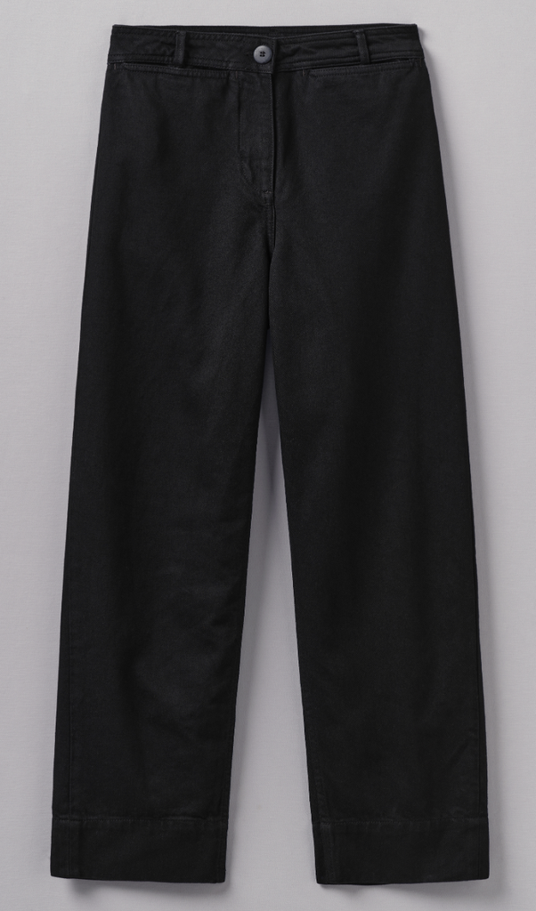 Black Denim Straight Leg Trousers - Black