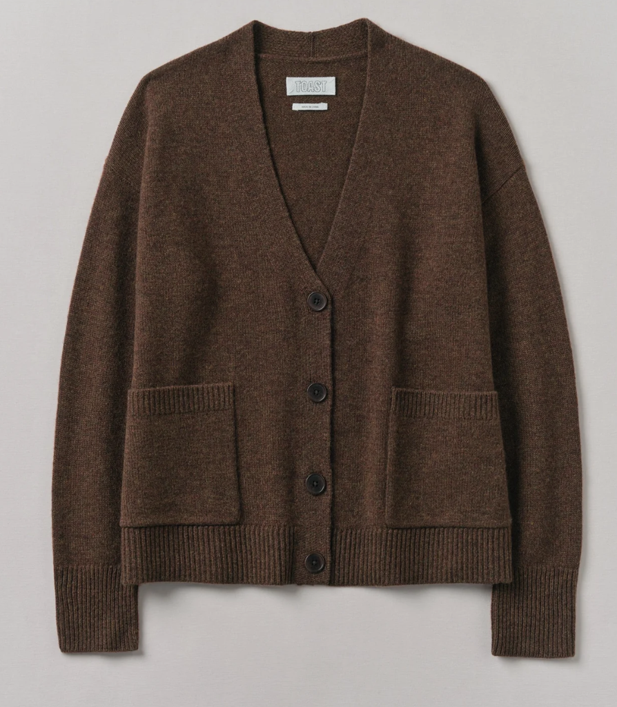 Wool Cashmere Boxy Cardigan - Pecan