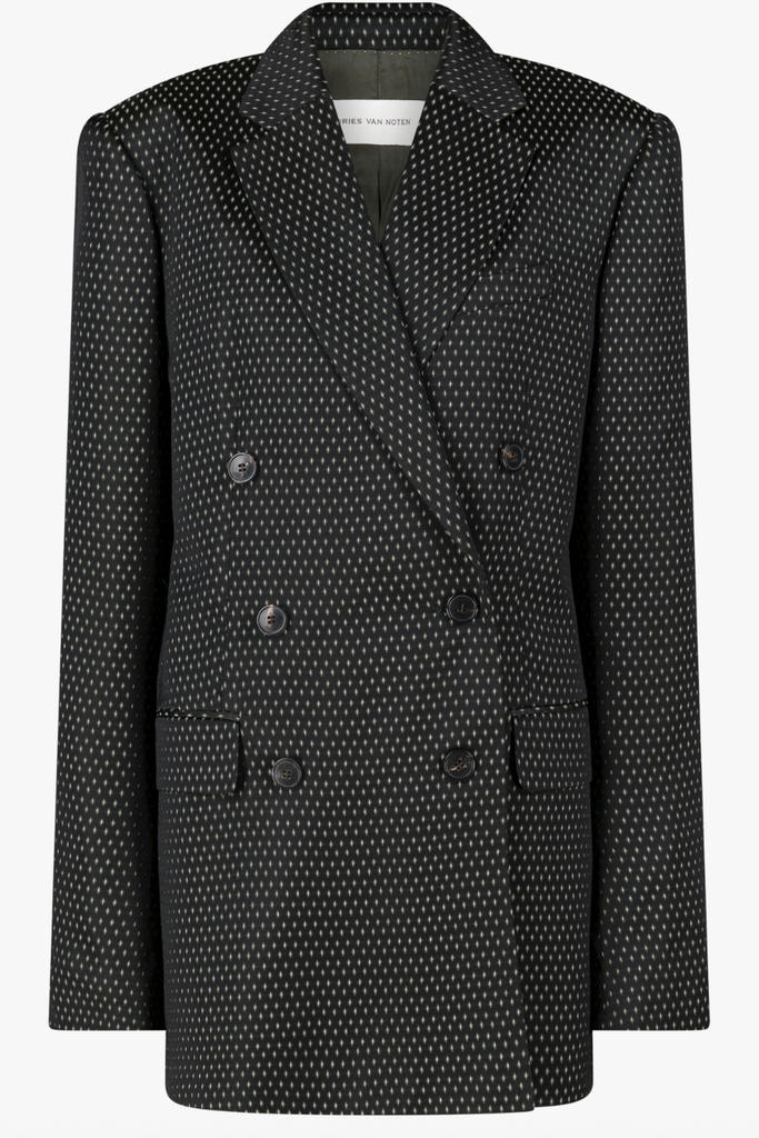 Bayfa Oversized Jacquard Blazer  - Black