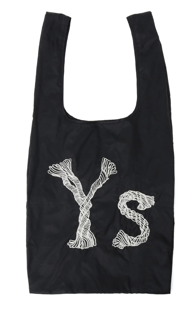 Y's Logo Stitched Shopping Bag - Black