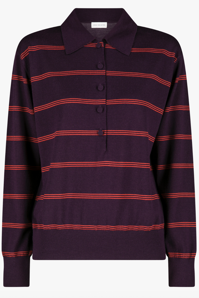 Tuno Striped Sweater - Dark Purple