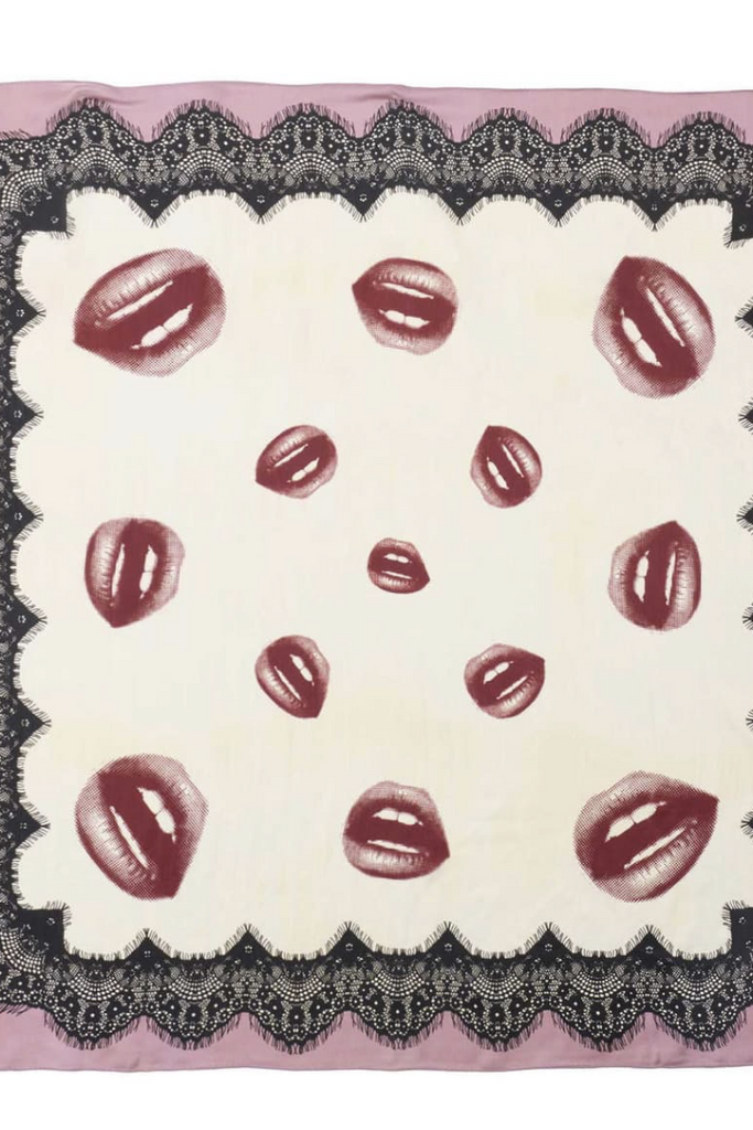 Silk Scarf - Lips/Lace