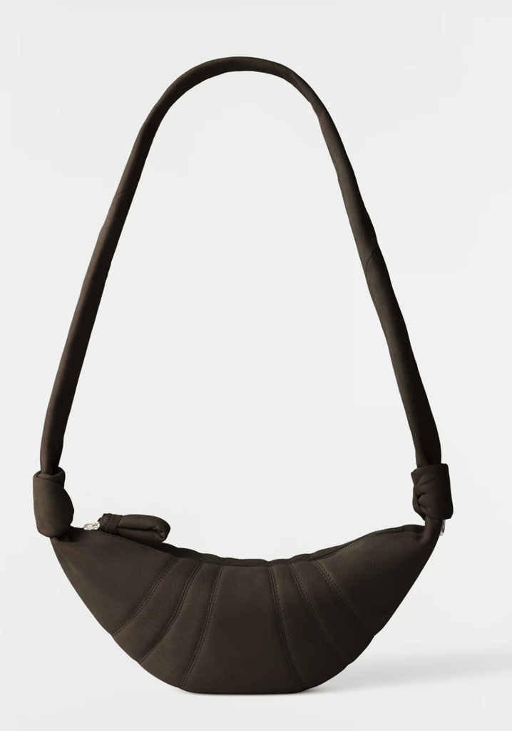 Small Croissant Bag Alpaca Nubuck - Ebony Brown