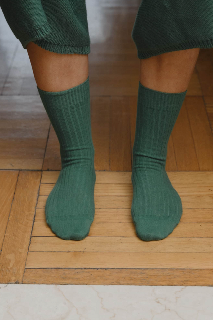 Rib Ankle Socks - Calla Green