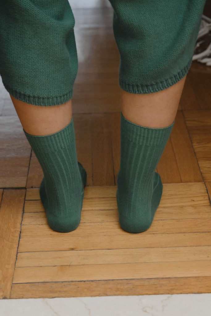 Rib Ankle Socks - Calla Green