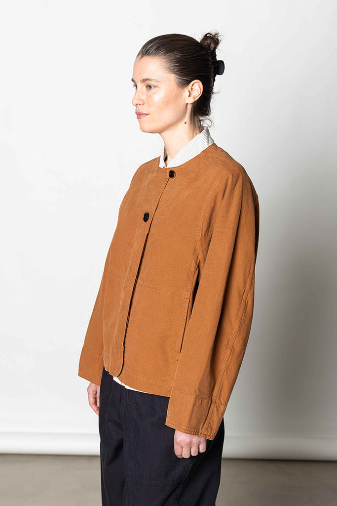 Sculpted Brushed Cotton Canvas Jacket - Brown Anise
