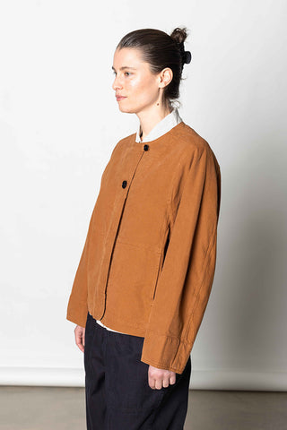 Sculpted Brushed Cotton Canvas Jacket - Brown Anise