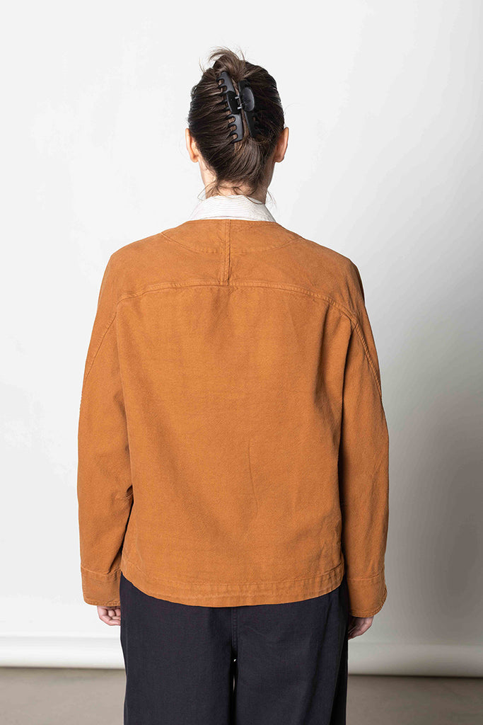 Sculpted Brushed Cotton Canvas Jacket - Brown Anise