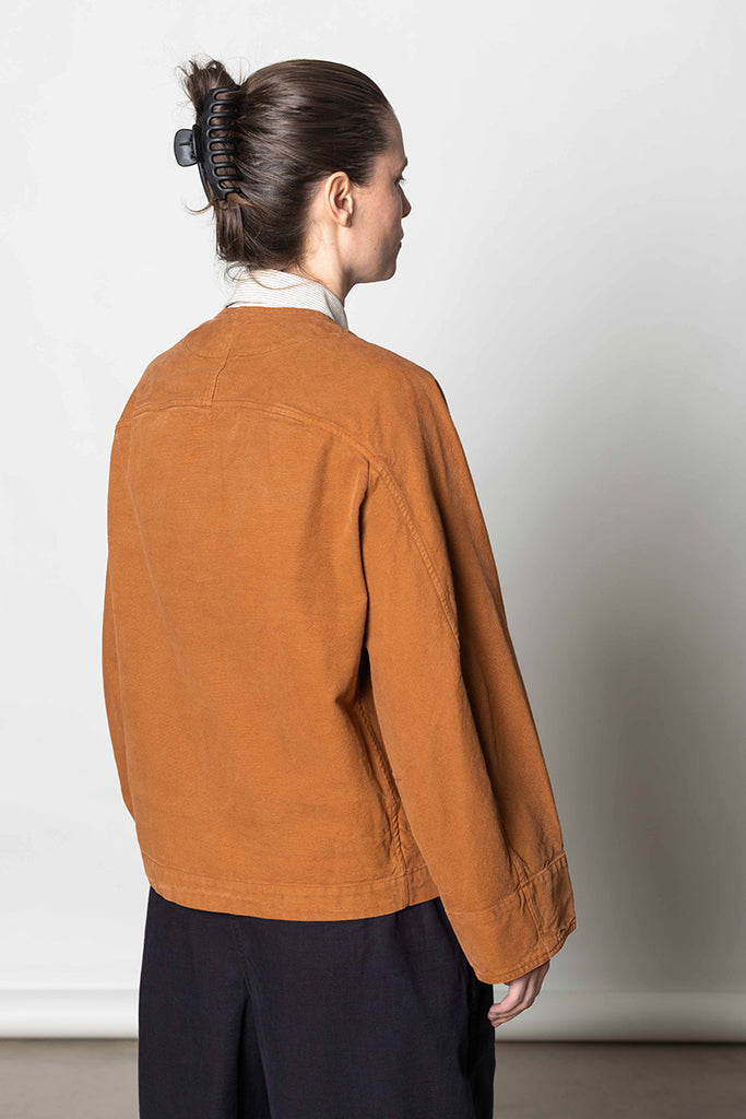 Sculpted Brushed Cotton Canvas Jacket - Brown Anise
